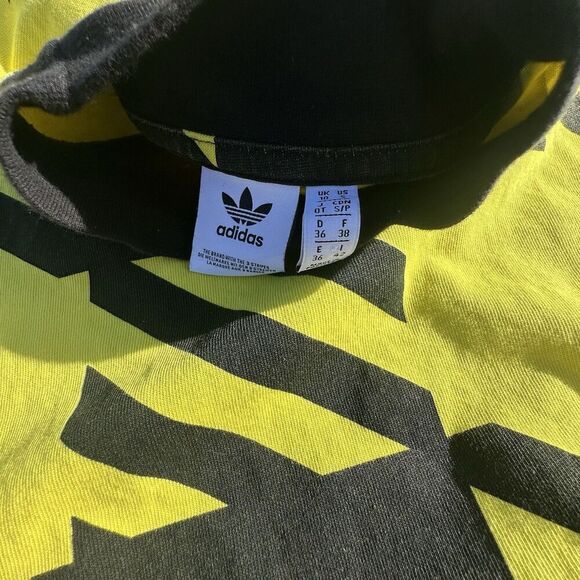 Adidas Originals RYV T-Shirt Womens Small Yellow Black Pullover Geometric GD3961 - Picture 4 of 6